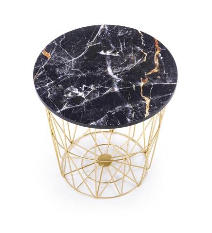 Стол журнальный HALMAR HARISSA G золотой/черный мрамор