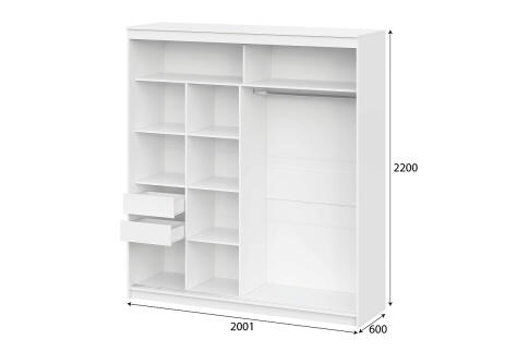 Шкаф-купе NN Мебель К ШКП-3 (2,0) Белый текстурный (серия 2)