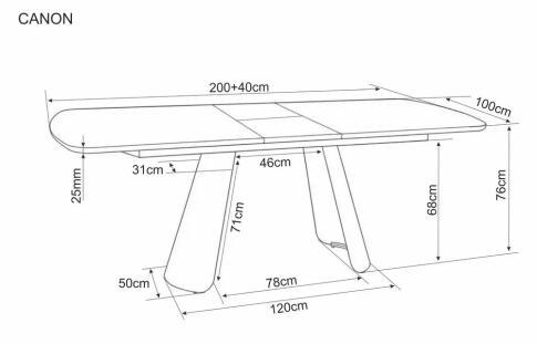 Стол обеденный SIGNAL CANON дуб/кашемир 200-240/100