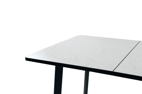 Стол ВВР Миллер мрамор марквина белый/черный №3, Пластик 120-160/80