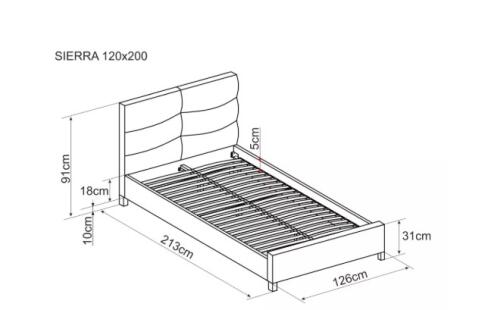 Кровать SIGNAL SIERRA Velvet Bluvel 28 бежевый/дуб, 120/200