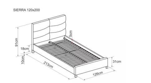 Кровать SIGNAL SIERRA Velvet tap. 150 серый/дуб, 120/200