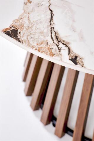 Стол журнальный HALMAR CARINA бежевый мрамор/орех