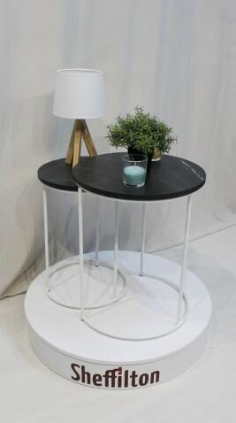 Стол журнальный Sheffilton SHT-CT7 артикул СЖ-86 камень пьетра черный/белый муар