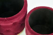 Комплект HALMAR POLLY (2 пуфа) бордовый/золотой