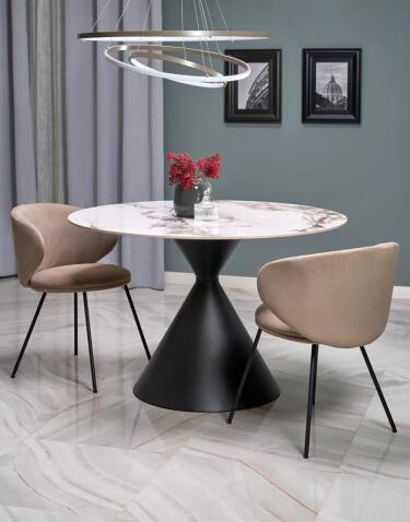 Стол обеденный HALMAR GARET белый мрамор/черный 120