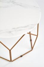 Стол журнальный HALMAR MADISON белый мрамор/золотой, 60/45