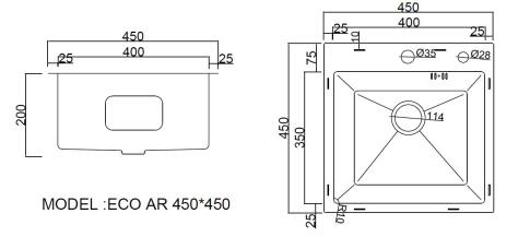 Мойка ARFEKA ECO AR 450*450 SATIN DECOR (настольная)