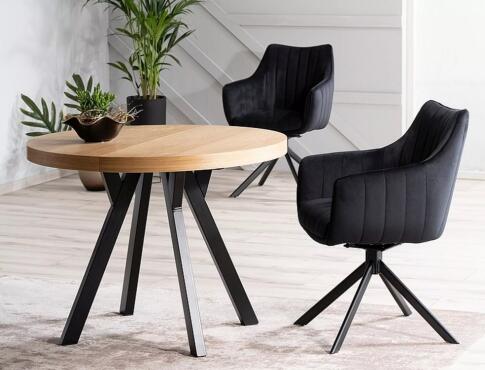 Стол обеденный SIGNAL DOMINGO дуб натуральный/черный 100-250/100