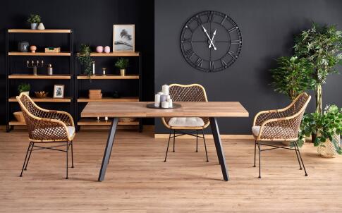 Стол обеденный HALMAR BERLIN орех/черный 160-220/85