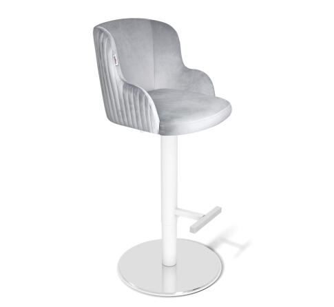 Стул барный SHT-ST39-1/S128 серое облако/хром/белый муар