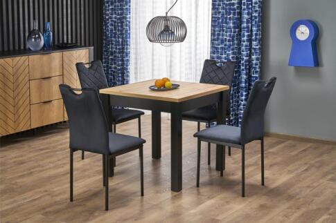 Стол обеденный HALMAR QUBIK дуб артизан/черный 80-200/80