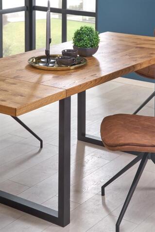 Стол обеденный HALMAR HORUS дуб светлый/черный 126-206/80