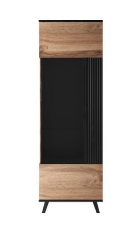 Шкаф-витрина HALMAR RANDOM W-1 дуб вотан/черный