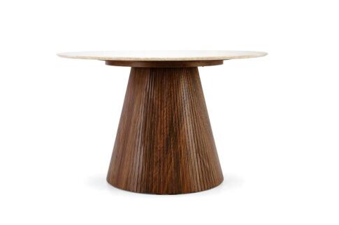 Стол обеденный HALMAR PIREUS травертин/орех 120