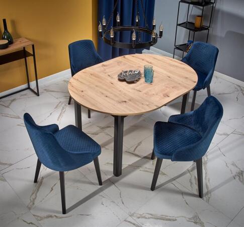 Стол обеденный HALMAR RINGO дуб артизан/черный 102-142/102