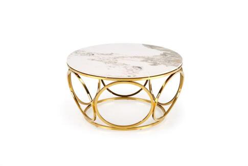 Стол журнальный HALMAR VENUS 2 белый мрамор/золотой