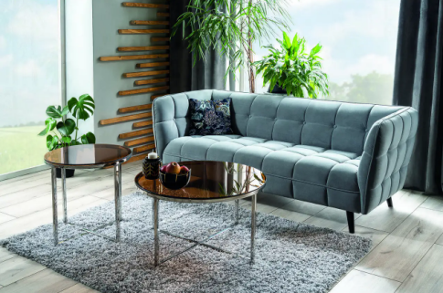 Стол журнальный SIGNAL CRYSTAL B дымчатый янтарь/серебряный, d55