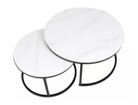 Комплект SIGNAL FERRANTE C (2 стола журнальных) белый мрамор/черный мат