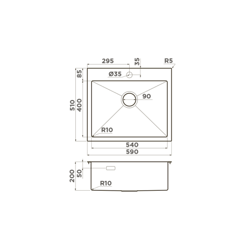Кухонная мойка из нержавейки Omoikiri Akisame 59-GM вороненая сталь