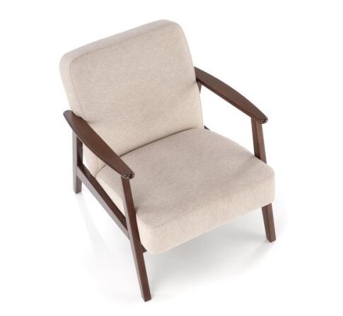 Кресло HALMAR MILANO 1S tap. Castel 15 бежевый/орех