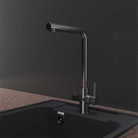 Смеситель для кухни GRANFEST QUARZ Z-5421  PVD графит