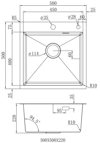 Кухонная мойка из нержавейки BLANTEK LS-5050S Brushed