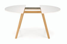 Стол обеденный HALMAR RUBEN белый матовый/натуральный 102-142/102