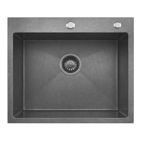 Кухонная мойка из нержавейки BLANTEK LS-5848STB Stone texture black