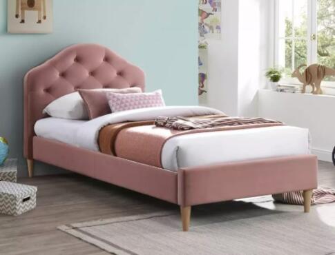 Кровать SIGNAL CHLOE Velvet Bluvel 52 античный розовый/дуб 90/200