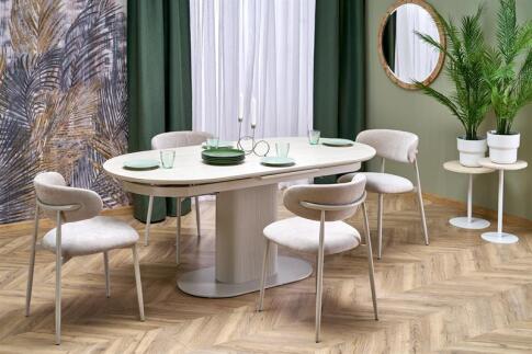 Стол обеденный HALMAR FALONE светлый травертин/кашемир 180-220/90