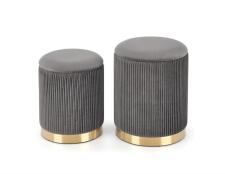 Комплект HALMAR MONTY (2 пуфа) серый/золотой