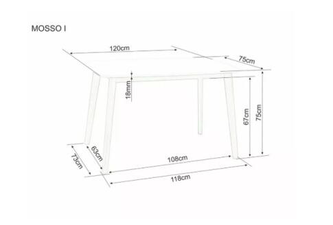 Стол обеденный SIGNAL MOSSO I  белый/дуб 120/75