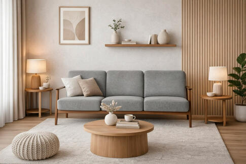 Диван HALMAR MILANO 3S tap. Castel 93 серый/орех