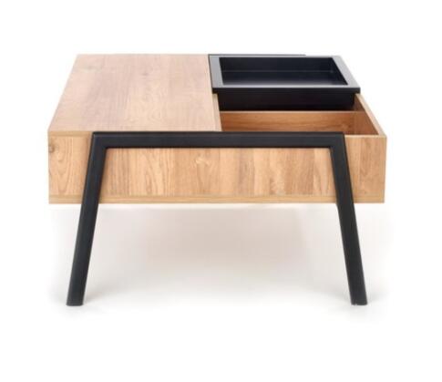 Стол журнальный HALMAR PODIUM натуральный/черный, 85/80/43-64