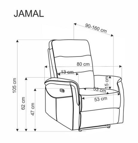 Кресло HALMAR JAMAL раскладное, оливковый