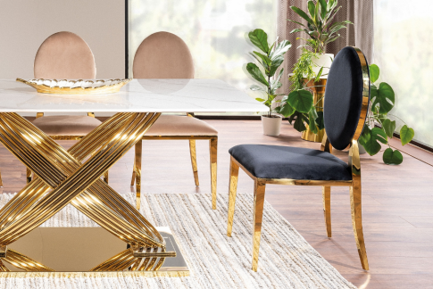 Стул SIGNAL KING Velvet Bluvel 19 черный/золотой