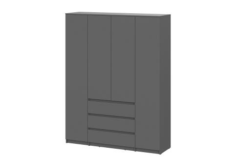 Шкаф NN Мебель (МС Денвер К) Графит серый,четырехстворчатый с 3 ящ.