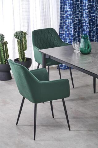 Стол обеденный HALMAR CHARLES серый мрамор/черный 180-260/90