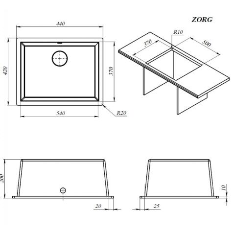Мойка ZORG Fast 54 PREMIUM alumetallic