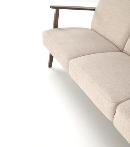 Диван HALMAR MILANO 3S tap. Castel 15 бежевый/орех