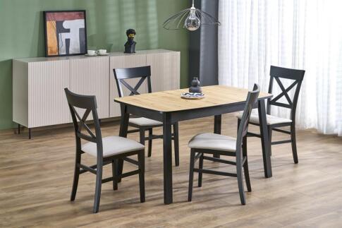 Стол обеденный HALMAR BARRIL дуб артизан/черный 130-170/80