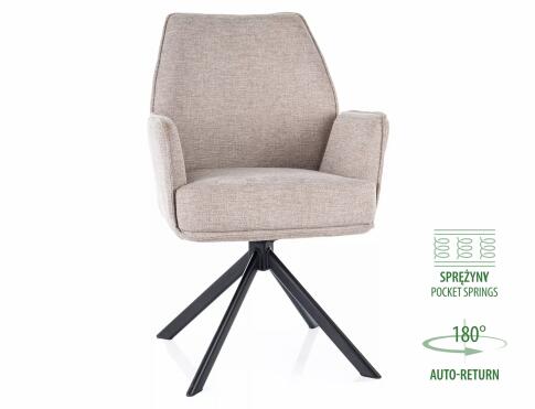 Стул SIGNAL HUGO Brego 31 светло-бежевый/черный, поворотный