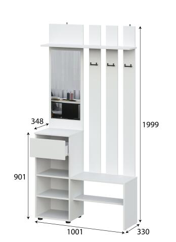 Вешалка NN Мебель (МС Денвер К) Белый, с зеркалом SAFE