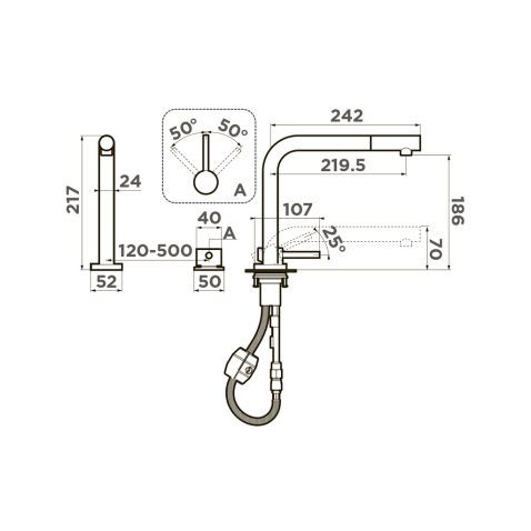 Смеситель для кухни Omoikiri Nara-S-C хром