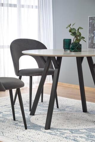 Стол обеденный HALMAR BALROG OKRAGLY светло-серый/черный 100