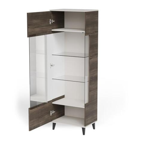 Шкаф-витрина HALMAR RANDOM 2 W-1 кашемир/орех/черный