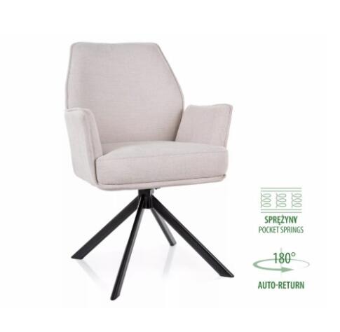 Стул SIGNAL HUGO Brego 22 светло-бежевый/черный, поворотный