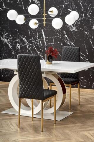 Стол обеденный HALMAR GALARDO белый/золотой 160-200/90