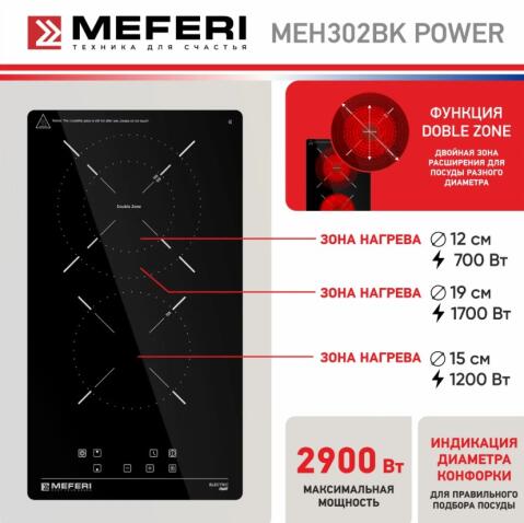 Варочная панель электрическая MEFERI MEH302BK POWER